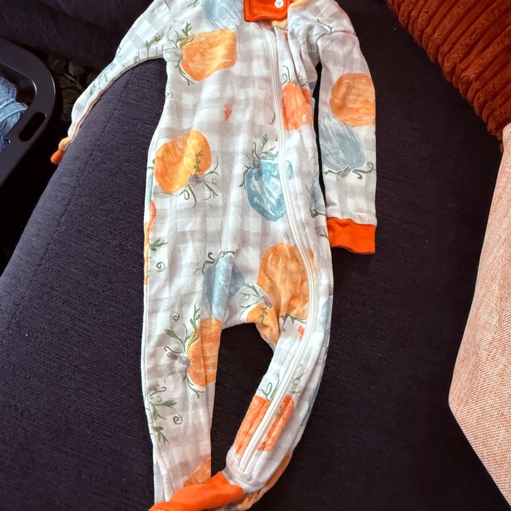 Burt's Bees Pumpkin and Blue Kids Footie